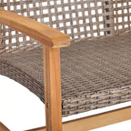 Juego de conversación de exterior para 4 personas Christopher Knight Home Augusta, de madera de acacia y mimbre, con fogón