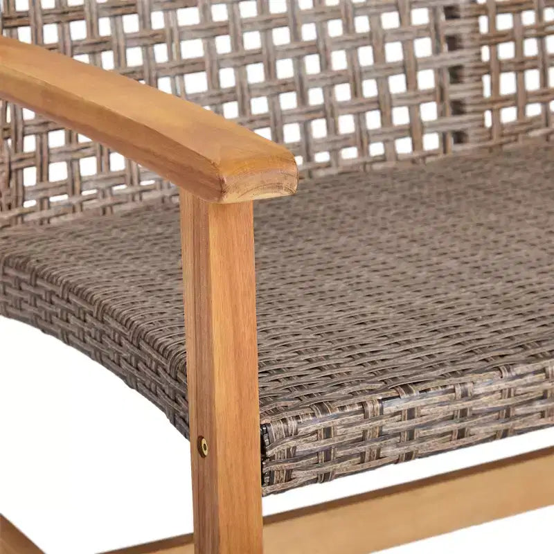Juego de conversación de exterior para 4 personas Christopher Knight Home Augusta, de madera de acacia y mimbre, con fogón
