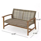 Juego de conversación de exterior para 4 personas Christopher Knight Home Augusta, de madera de acacia y mimbre, con fogón