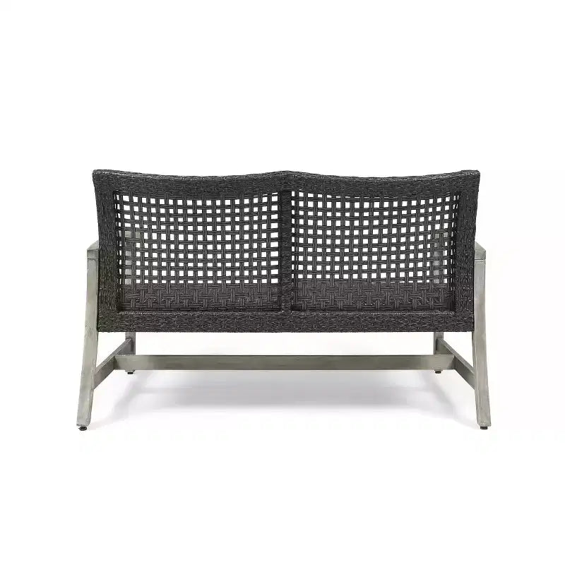 Juego de conversación de exterior para 4 personas Christopher Knight Home Augusta, de madera de acacia y mimbre, con fogón
