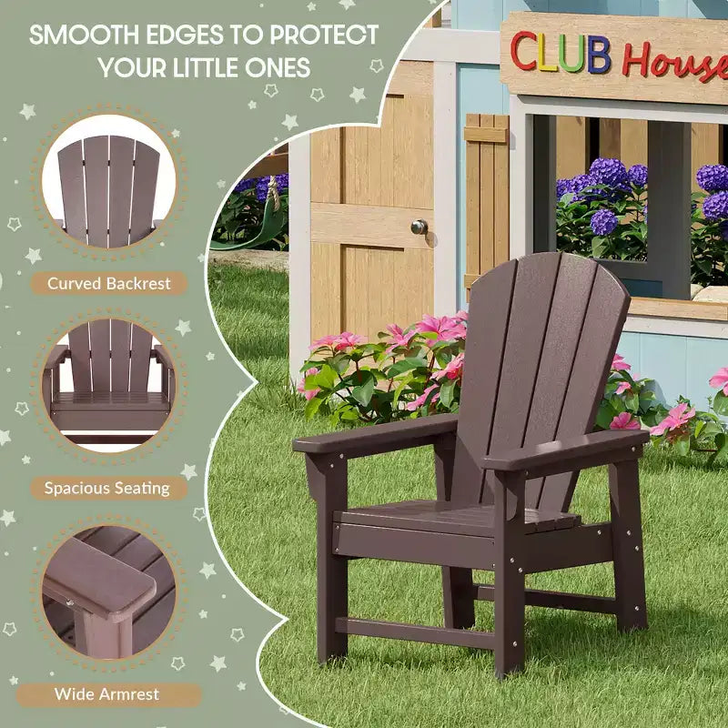WestinTrends Malibu 5-delige HDPE-buiteneetset voor kinderen met vierkante tuintafel en stoelen