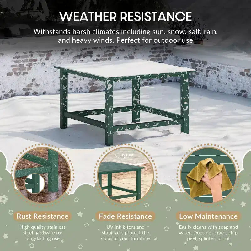 WestinTrends Malibu 5-delige HDPE-buiteneetset voor kinderen met vierkante tuintafel en stoelen