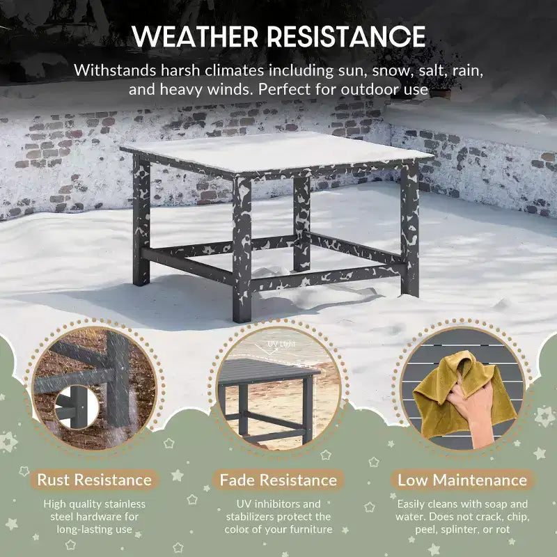 WestinTrends Malibu 5-delige HDPE-buiteneetset voor kinderen met vierkante tuintafel en stoelen