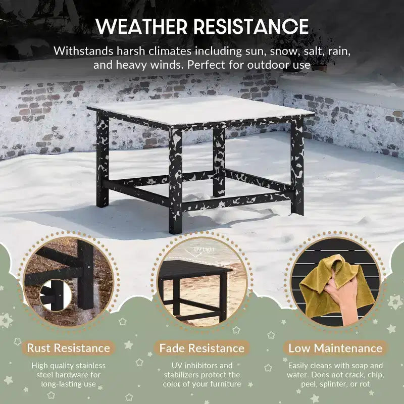WestinTrends Malibu 5-delige HDPE-buiteneetset voor kinderen met vierkante tuintafel en stoelen