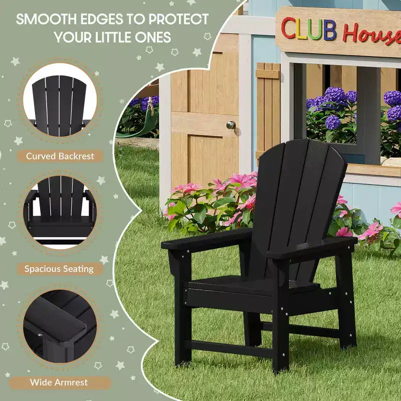 WestinTrends Malibu 5-delige HDPE-buiteneetset voor kinderen met vierkante tuintafel en stoelen
