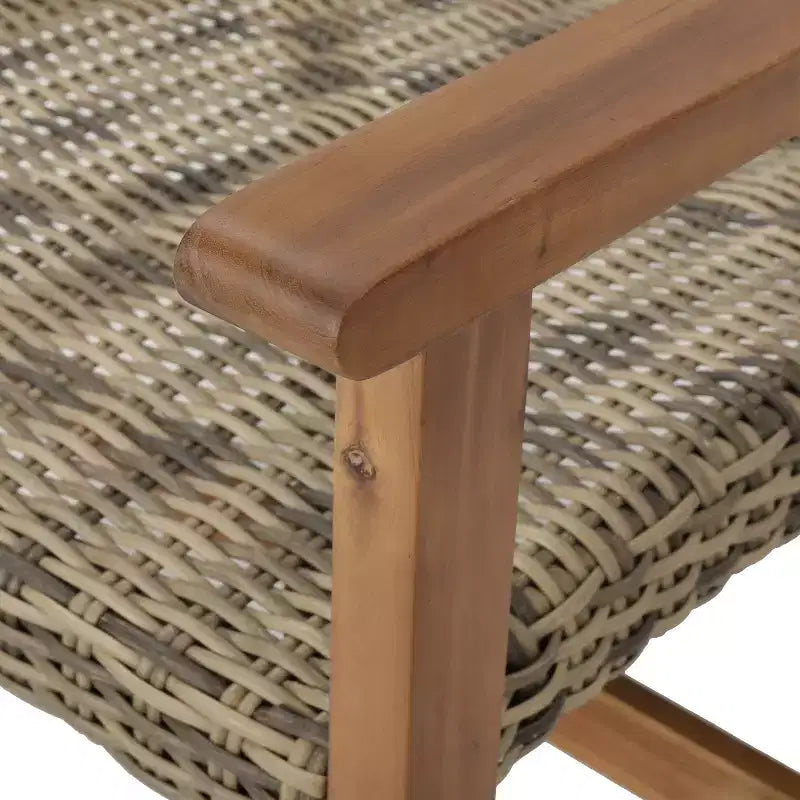 Christopher Knight Home Augusta 5-delige set voor buiten met clubfauteuil en vuurtafel van acaciahout en wicker