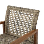 Christopher Knight Home Augusta 5-delige set voor buiten met clubfauteuil en vuurtafel van acaciahout en wicker