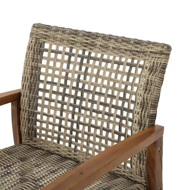 Christopher Knight Home Augusta 5-delige set voor buiten met clubfauteuil en vuurtafel van acaciahout en wicker