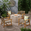 Christopher Knight Home Augusta Outdoor Acacia Wood and Wicker 5 Piece Club Chair and Fire Pit Set