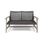Ensemble de conversation d'extérieur GDFStudio Savannah pour 4 personnes, en bois d'acacia et résine tressée, avec brasero de 50,000BTU