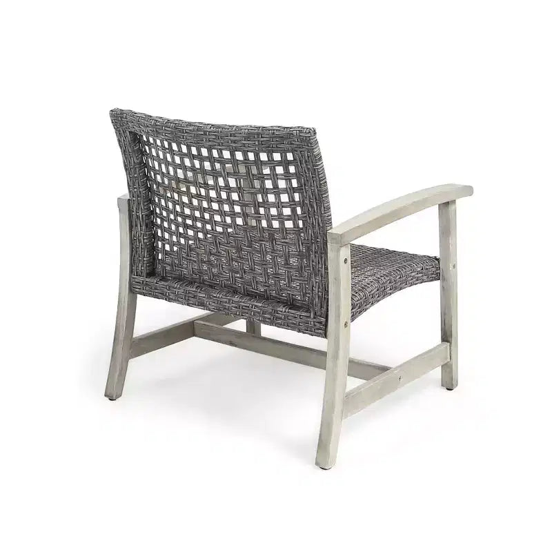Ensemble de conversation d'extérieur GDFStudio Savannah pour 4 personnes, en bois d'acacia et résine tressée, avec brasero de 50,000BTU