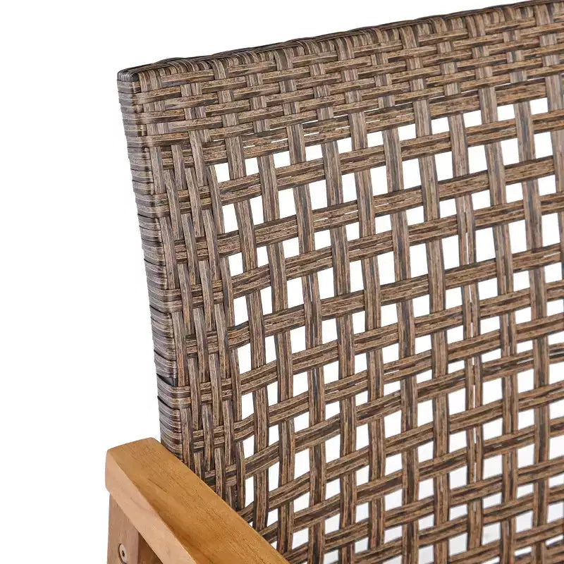 Ensemble de conversation d'extérieur GDFStudio Savannah pour 4 personnes, en bois d'acacia et résine tressée, avec brasero de 50,000BTU