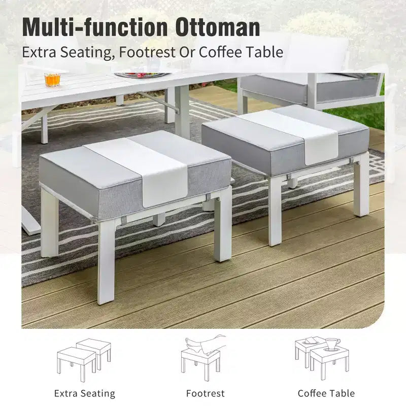 Captiva Designs 6 részes alumínium kültéri teraszszett puffal és tűzrakóhellyel