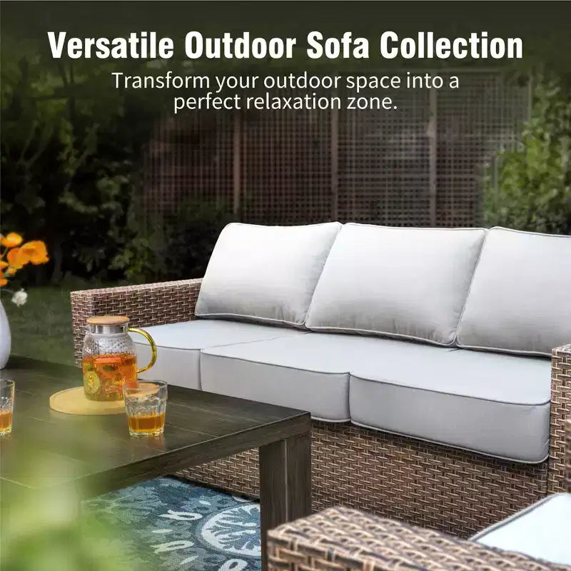 Captiva Designs 5-delige loungeset van wicker voor buiten, met voetenbank voor achtertuin, terras en zwembad