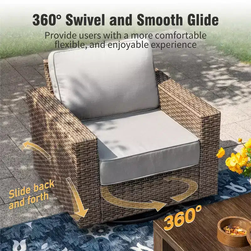 Captiva Designs 5-delige loungeset van wicker voor buiten, met voetenbank voor achtertuin, terras en zwembad