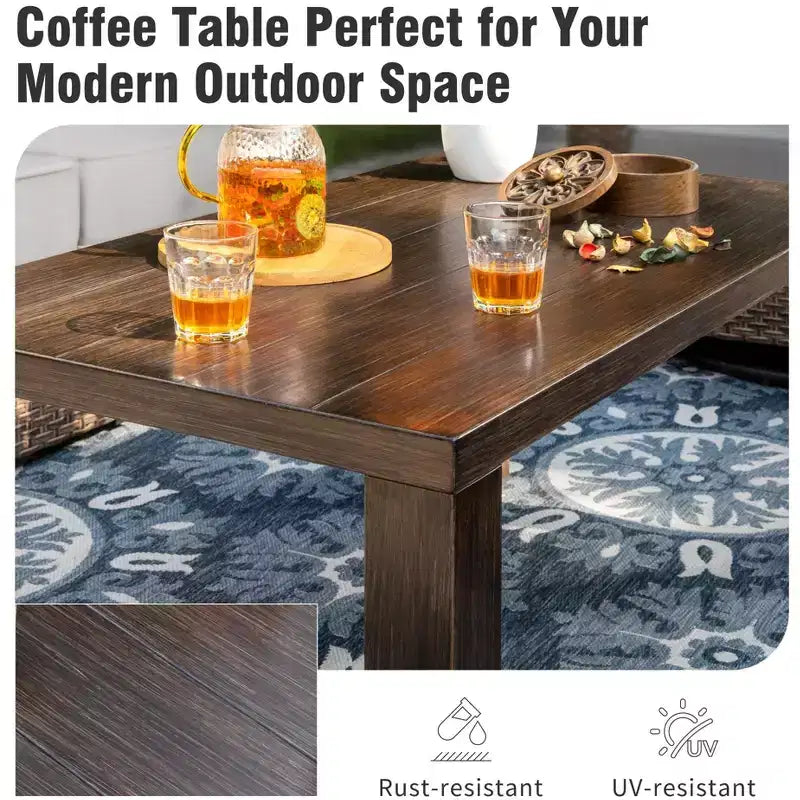 Captiva Designs 5-delige loungeset van wicker voor buiten, met voetenbank voor achtertuin, terras en zwembad