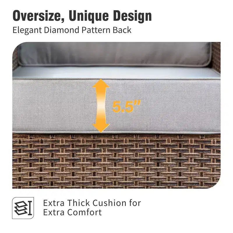 Captiva Designs 5-delige loungeset van wicker voor buiten, met voetenbank voor achtertuin, terras en zwembad