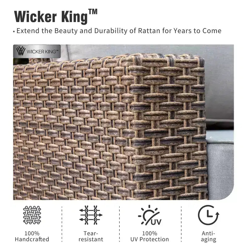 Captiva Designs 5-delige loungeset van wicker voor buiten, met voetenbank voor achtertuin, terras en zwembad