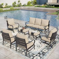 Captiva Designs 7pc Metal Patio Furniture Conversation Set with Rocking Chairs for Garden Porch Backyard