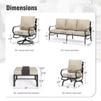 Captiva Designs 7-delige metalen terrasset voor tuin, veranda en achtertuin, met schommelstoelen