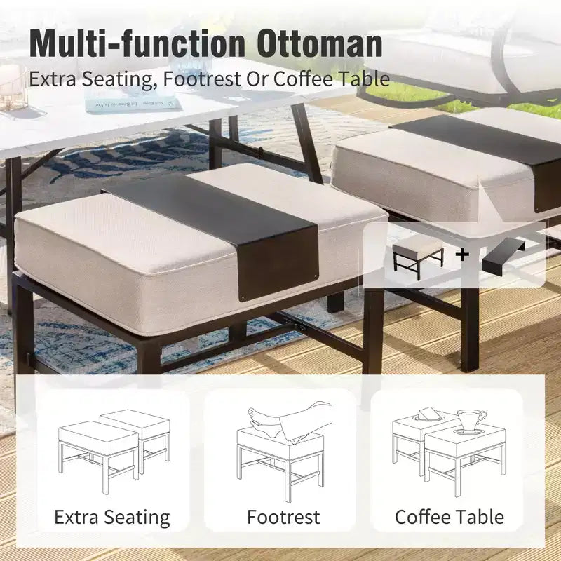 Captiva Designs 7-delige metalen terrasset voor tuin, veranda en achtertuin, met schommelstoelen