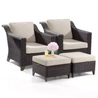 UPTIOT Patio Chair with Cushions and Ottomans
