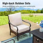 Set da braciere da patio per esterno Captiva Designs da 4 pezzi, extra large, in metallo e rattan, con divani singoli