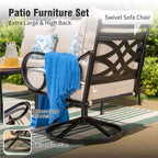 Juego de conversación de exterior para patio Captiva Designs de 6 piezas extragrandes, de metal, con sillas giratorias de respaldo estampado
