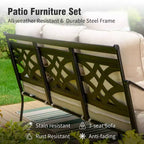 Juego de conversación de exterior para patio Captiva Designs de 6 piezas extragrandes, de metal, con sillas giratorias de respaldo estampado
