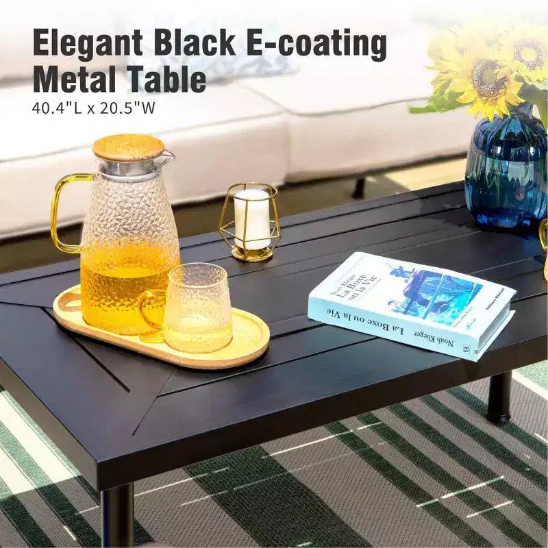 Juego de conversación de exterior para patio Captiva Designs de 6 piezas extragrandes, de metal, con sillas giratorias de respaldo estampado