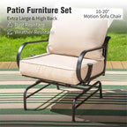 Captiva Designs 4pc Extra Large Metal Outdoor Patio Conversation Set with Rocking Pattern-back Chairs and Coffee Table