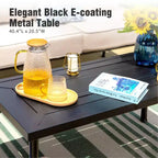 Captiva Designs 4pc Extra Large Metal Outdoor Patio Conversation Set with Rocking Pattern-back Chairs and Coffee Table