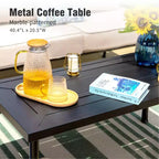 Conjunto extragrande de muebles metálicos para patio exterior con fogón de 4 piezas Captiva Designs, con sillas con respaldo estampado