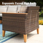 Captiva Designs 10-delige loungeset van wicker en rotan voor buiten met vuurtafel en gevoerde hocker