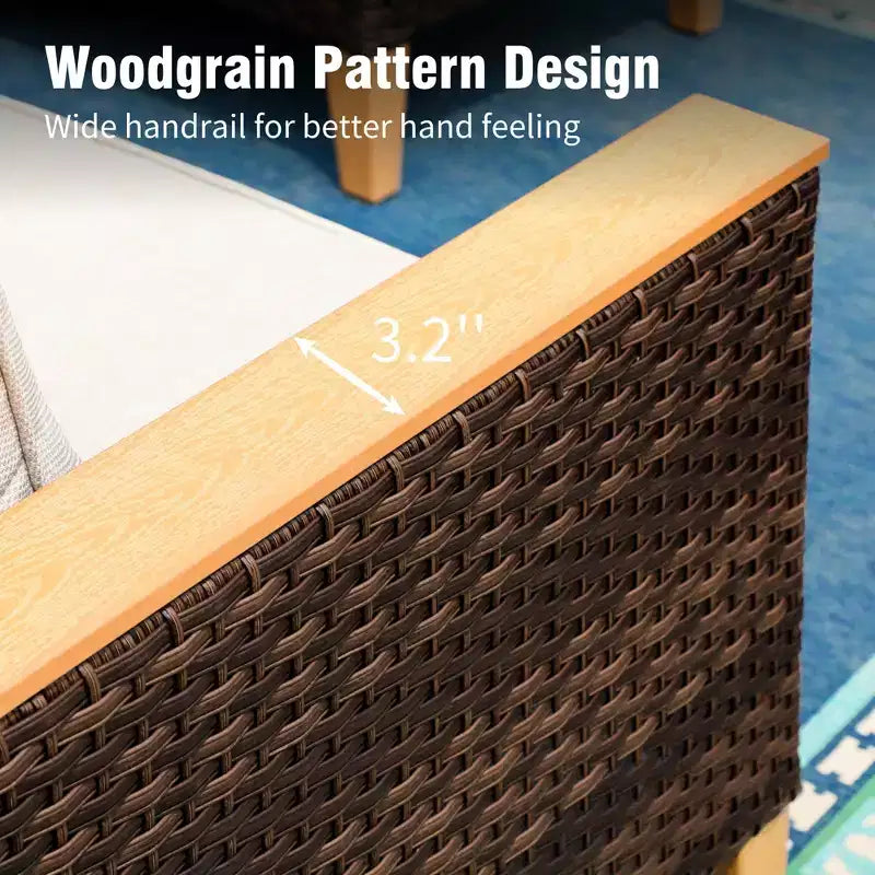 Captiva Designs 10-delige loungeset van wicker en rotan voor buiten met vuurtafel en gevoerde hocker