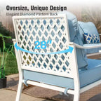 Ensemble convivial d’extérieur Captiva Designs, 5 pièces extra-large, en métal et rotin, avec fauteuils pivotants à dossier quadrillé et canapé 2 places