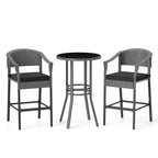 Juego de bar de ratán para patio Costway de 3 piezas, sillones de mimbre a la altura de la barra y mesa redonda