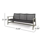 Juego de sofá para 3 personas y mesa de centro de exterior Christopher Knight Home Sewell, de madera de acacia y mimbre