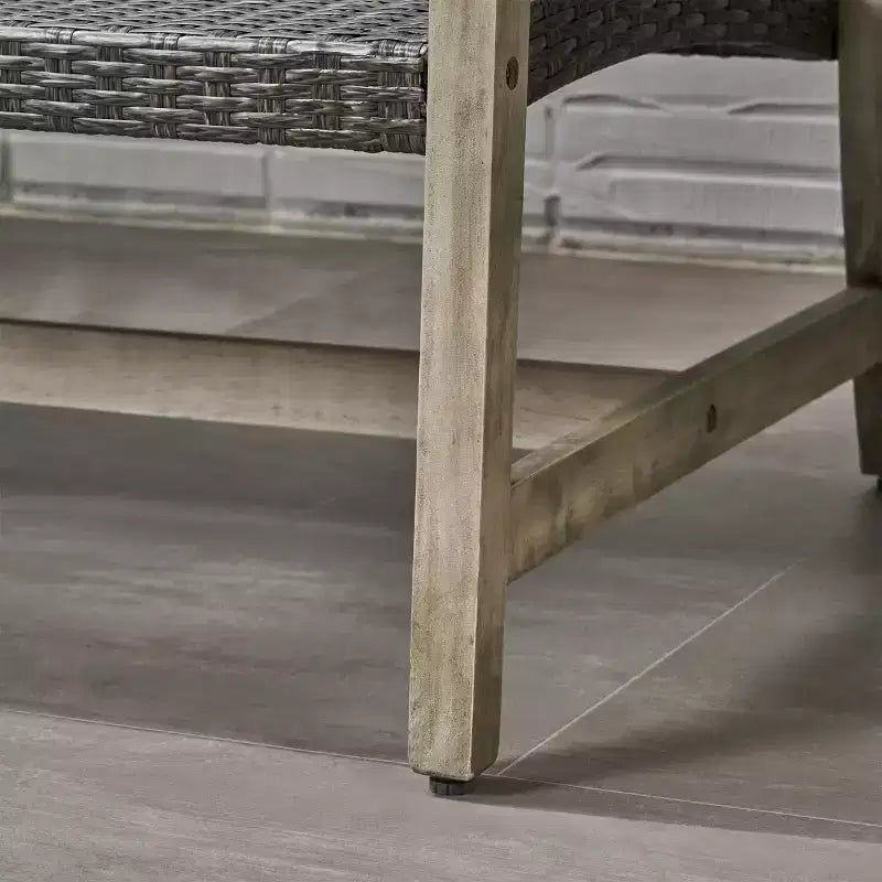 Juego de sofá para 3 personas y mesa de centro de exterior Christopher Knight Home Sewell, de madera de acacia y mimbre
