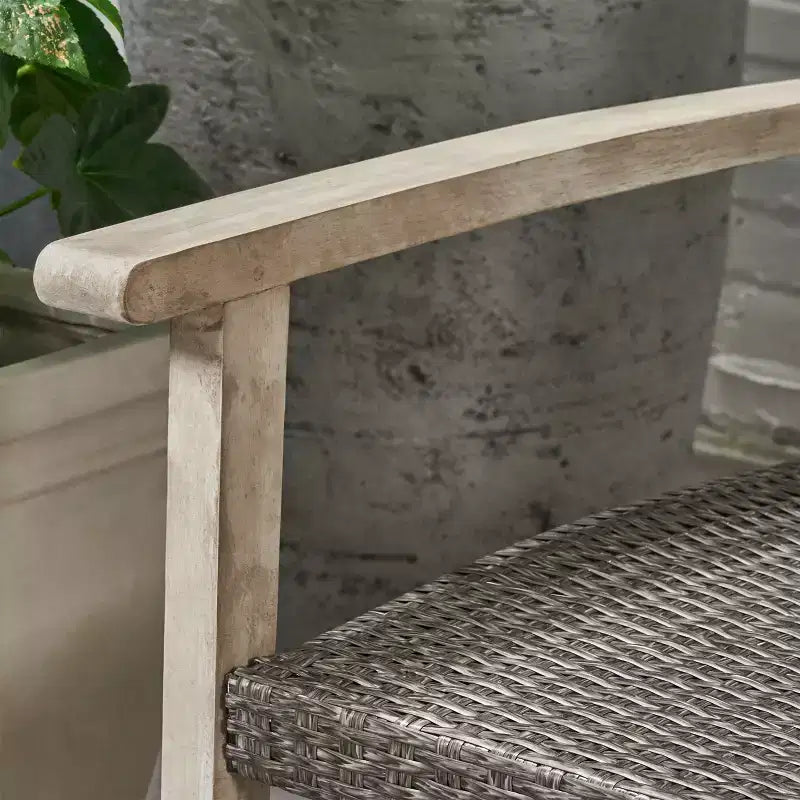 Juego de sofá para 3 personas y mesa de centro de exterior Christopher Knight Home Sewell, de madera de acacia y mimbre