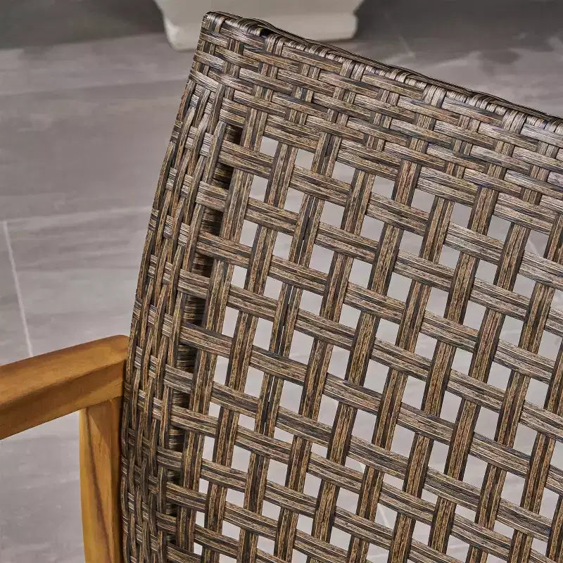 Juego de sofá para 3 personas y mesa de centro de exterior Christopher Knight Home Sewell, de madera de acacia y mimbre