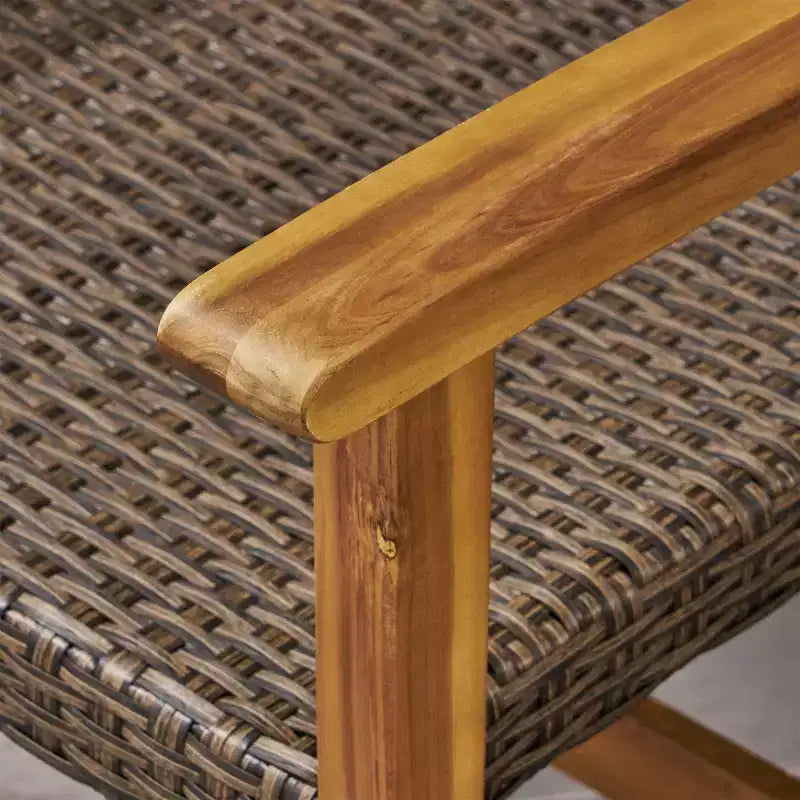 Juego de sofá para 3 personas y mesa de centro de exterior Christopher Knight Home Sewell, de madera de acacia y mimbre