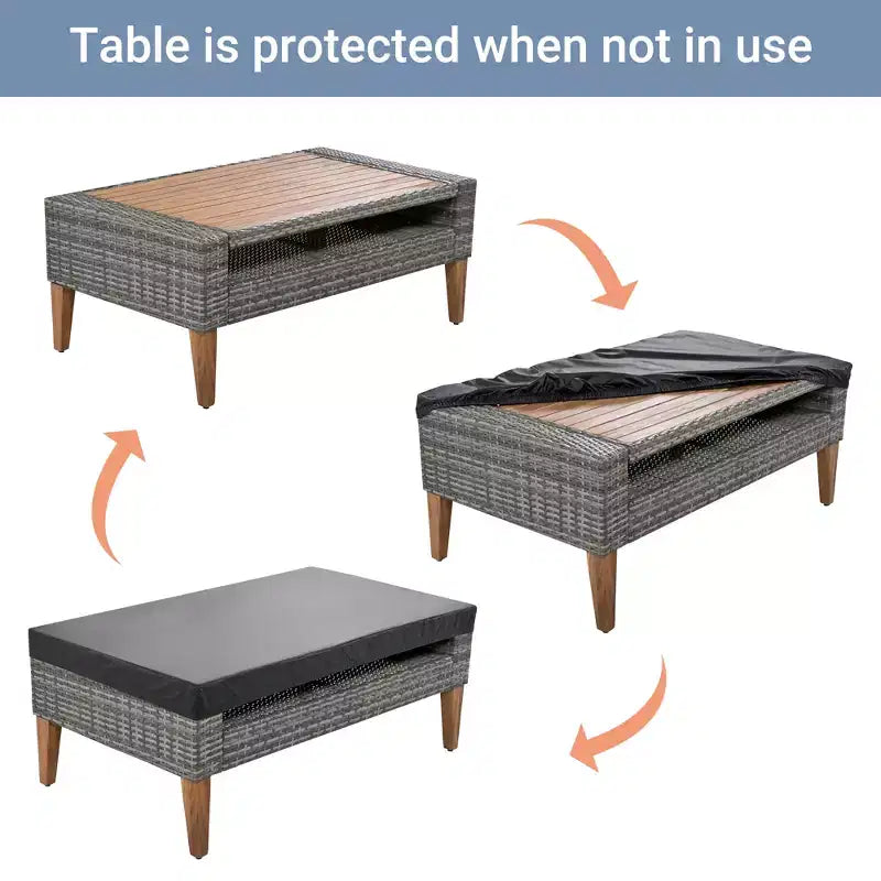 Conjunto de sofá Whisen de 6 piezas de mimbre de PE para todo tipo de clima, sofá de ratán para exterior con cojines dobles