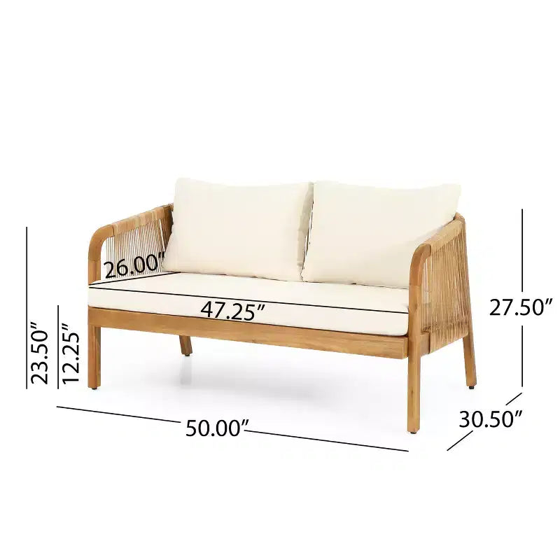 Christopher Knight Home Allerton loungeset voor buiten, 4-zits, van acaciahout en wicker, met kussens, teak en beige