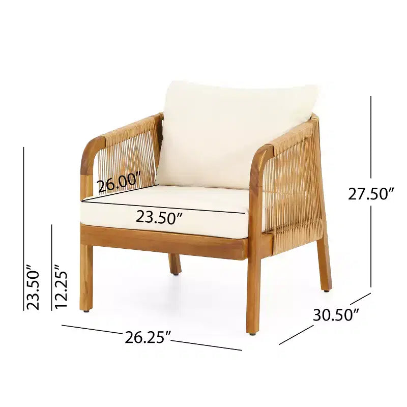 Christopher Knight Home Allerton loungeset voor buiten, 4-zits, van acaciahout en wicker, met kussens, teak en beige