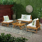 Christopher Knight Home Sedona kültéri akáciafa 4 személyes beszélgetőgarnitúra párnákkal