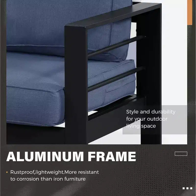 Heynemo aluminium tuinmeubelset met vuurtafel, 4-delige metalen tuinmeubelset voor buiten met kussens voor de achtertuin
