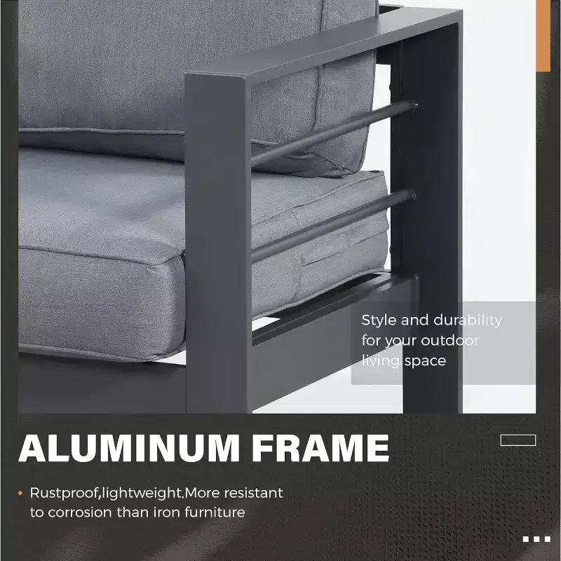 Heynemo aluminium tuinmeubelset met vuurtafel, 4-delige metalen tuinmeubelset voor buiten met kussens voor de achtertuin