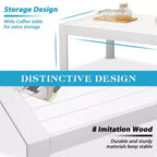 Conjunto de muebles de aluminio para patio exterior Heynemo con reposapiés, sofá seccional metálico para exterior con cojín de 5'' y mesa de centro para balcón o jardín