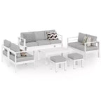 Conjunto de muebles de aluminio para patio exterior Heynemo con reposapiés, sofá seccional metálico para exterior con cojín de 5'' y mesa de centro para balcón o jardín